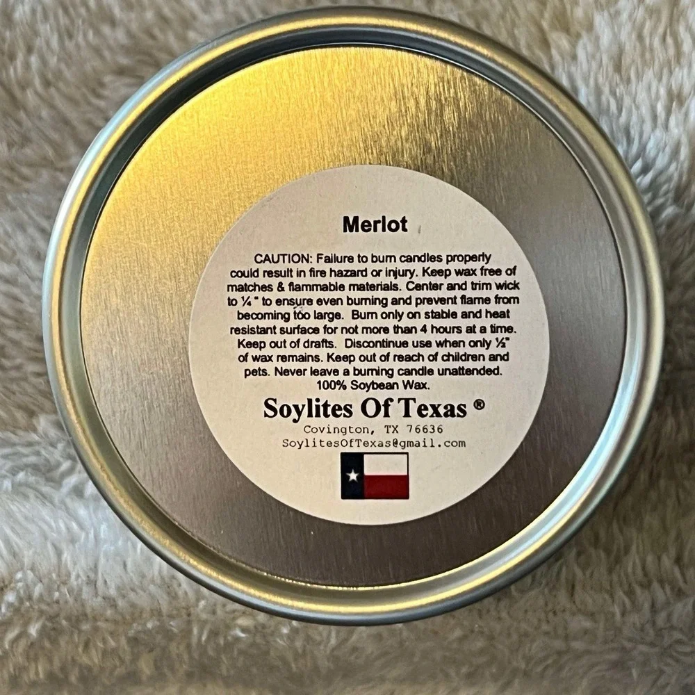 Becker Vineyards Texas Hill Co 100% Soy Tin Candles Set/3 NEW 25 Hours TEXAS HTF